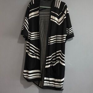 Black and White Striped Cardigan
